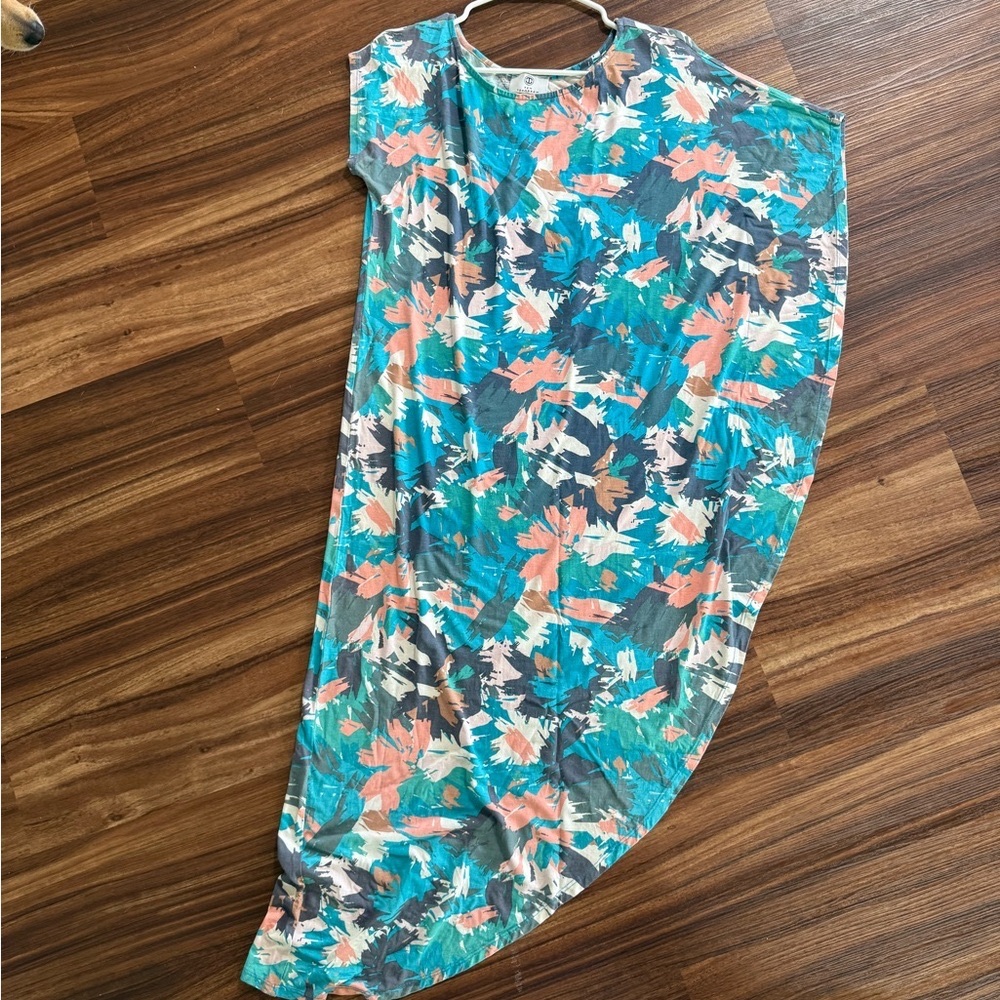 Floral Maxi Dress in Blue and Coral